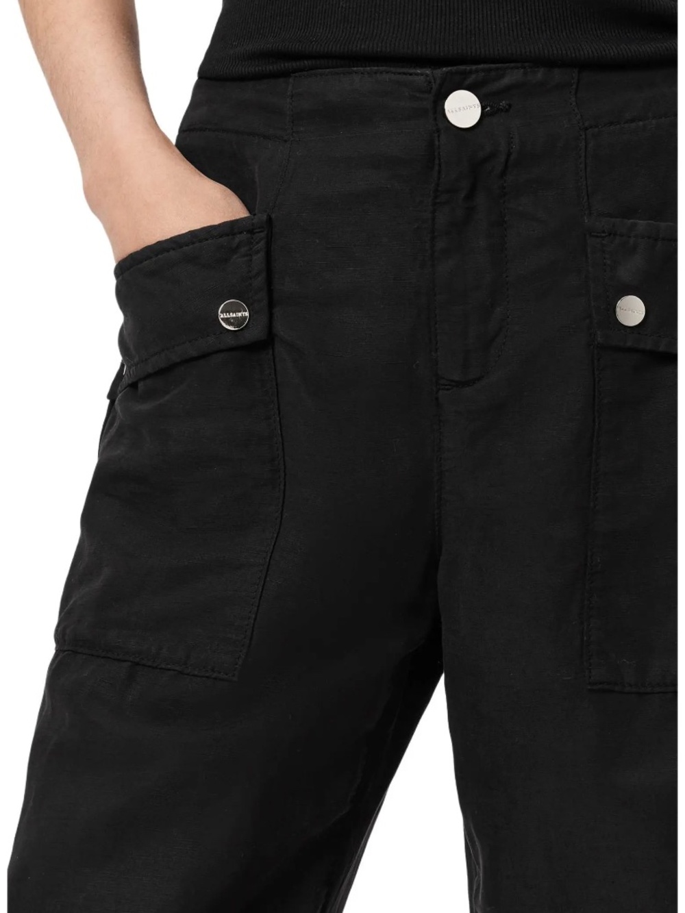ALL SAINTS NWT Val Twill Cargo Pants Color Black Size 8 - Picture 4 of 10